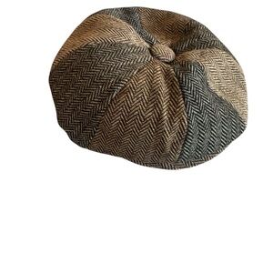 Jaxon Kids Herringbone Beret - Black and Tan